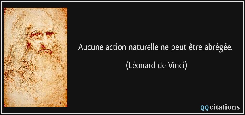 Aucune action naturelle ne peut être abrégée.  - Léonard de Vinci