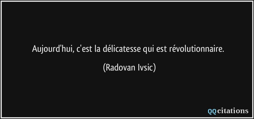 Aujourd'hui, c'est la délicatesse qui est révolutionnaire.  - Radovan Ivsic