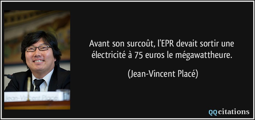 Avant son surcoût, l'EPR devait sortir une électricité à 75 euros le mégawattheure.  - Jean-Vincent Placé