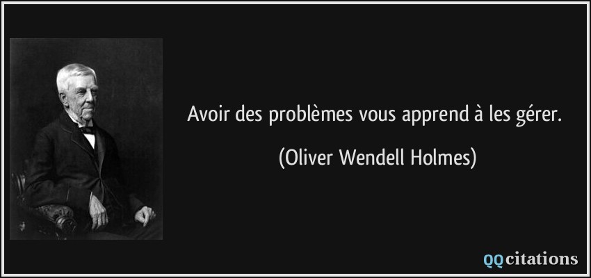 Avoir des problèmes vous apprend à les gérer.  - Oliver Wendell Holmes