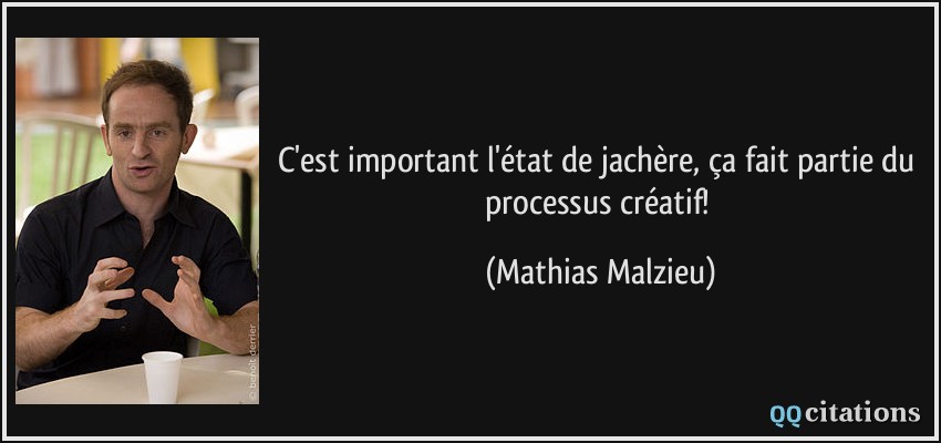 C'est important l'état de jachère, ça fait partie du processus créatif!  - Mathias Malzieu