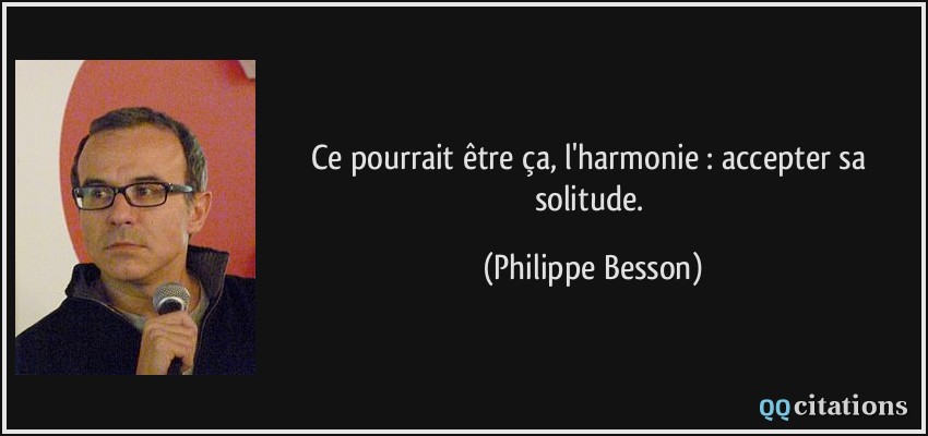 Ce pourrait être ça, l'harmonie : accepter sa solitude.  - Philippe Besson