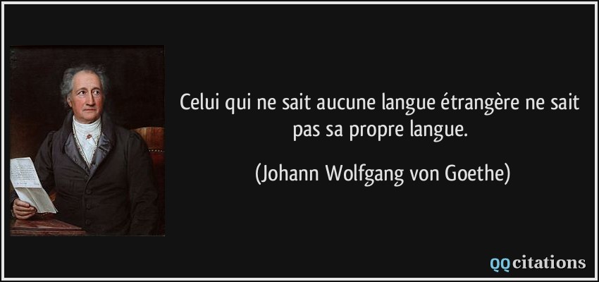 Celui qui ne sait aucune langue étrangère ne sait pas sa propre langue.  - Johann Wolfgang von Goethe