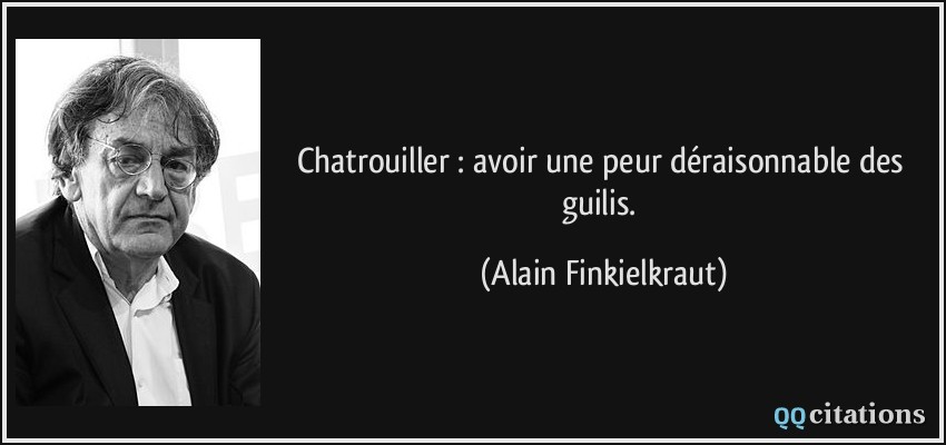 Chatrouiller : avoir une peur déraisonnable des guilis.  - Alain Finkielkraut