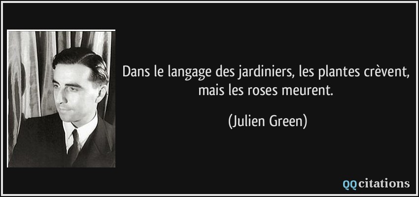 Dans le langage des jardiniers, les plantes crèvent, mais les roses meurent.  - Julien Green