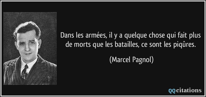 Dans les armées, il y a quelque chose qui fait plus de morts que les batailles, ce sont les piqûres.  - Marcel Pagnol