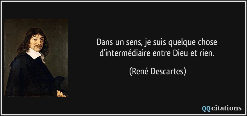 Dans un sens, je suis quelque chose d'intermédiaire entre Dieu et rien.  - René Descartes