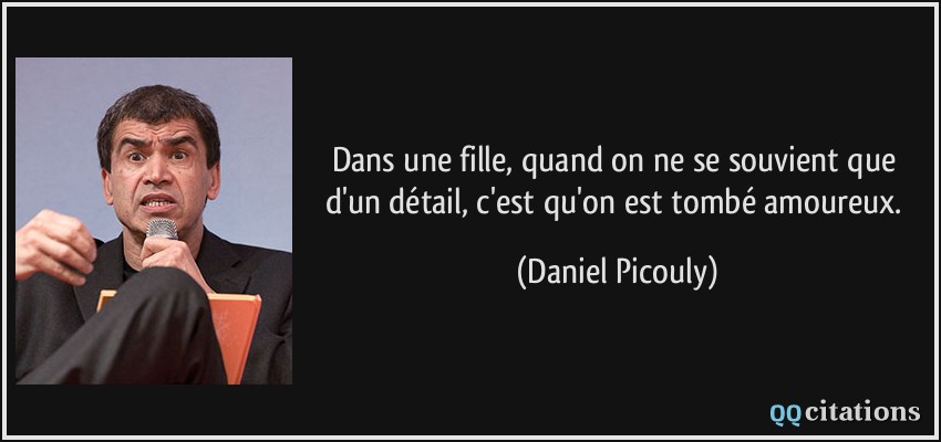 Dans une fille, quand on ne se souvient que d'un détail, c'est qu'on est tombé amoureux.  - Daniel Picouly