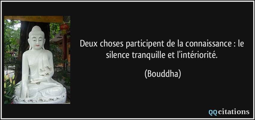 Deux choses participent de la connaissance : le silence tranquille et l'intériorité.  - Bouddha