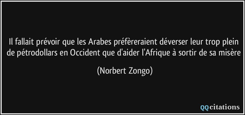 Il fallait prévoir que les Arabes préfèreraient déverser leur trop plein de pétrodollars en Occident que d'aider l'Afrique à sortir de sa misère  - Norbert Zongo