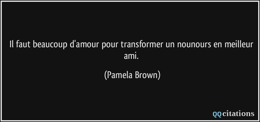 Il faut beaucoup d'amour pour transformer un nounours en meilleur ami.  - Pamela Brown