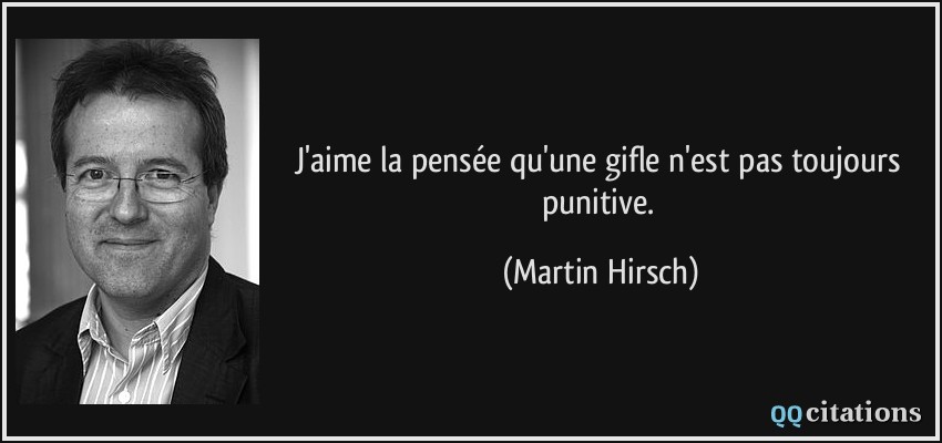 J'aime la pensée qu'une gifle n'est pas toujours punitive.  - Martin Hirsch