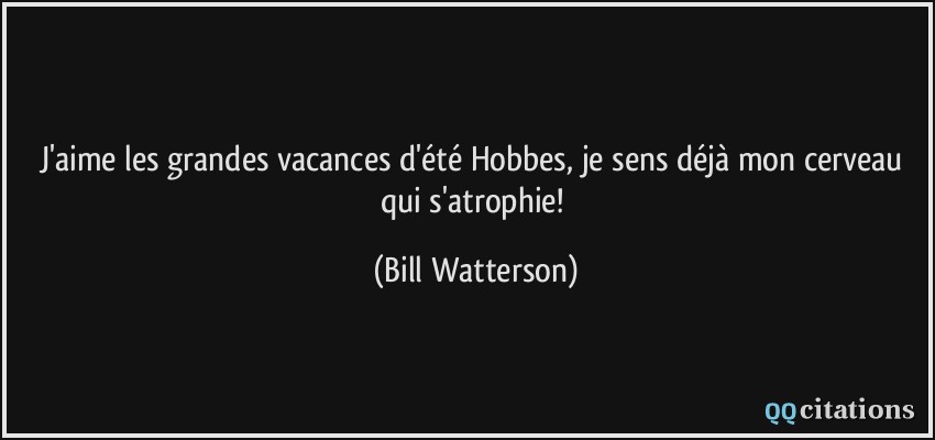 J'aime les grandes vacances d'été Hobbes, je sens déjà mon cerveau qui s'atrophie!  - Bill Watterson