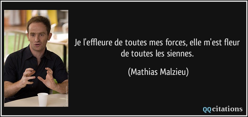 Je l'effleure de toutes mes forces, elle m'est fleur de toutes les siennes.  - Mathias Malzieu