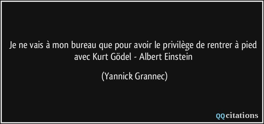 Je ne vais à mon bureau que pour avoir le privilège de rentrer à pied avec Kurt Gödel - Albert Einstein  - Yannick Grannec