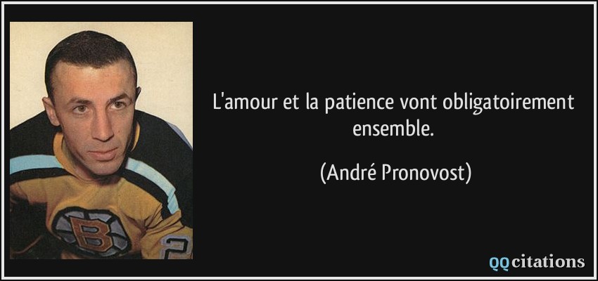 L'amour et la patience vont obligatoirement ensemble.  - André Pronovost