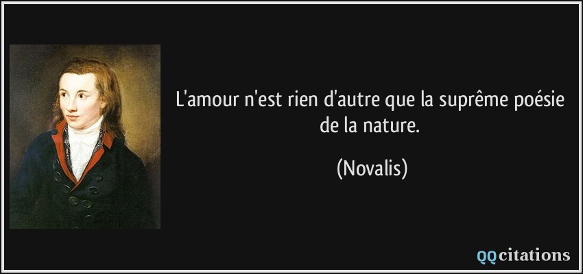L'amour n'est rien d'autre que la suprême poésie de la nature.  - Novalis