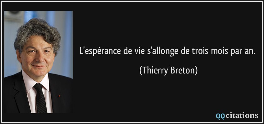 L'espérance de vie s'allonge de trois mois par an.  - Thierry Breton