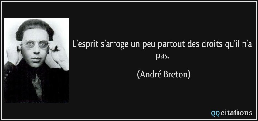 L'esprit s'arroge un peu partout des droits qu'il n'a pas.  - André Breton