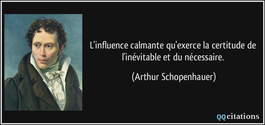 L'influence calmante qu'exerce la certitude de l'inévitable et du nécessaire.  - Arthur Schopenhauer