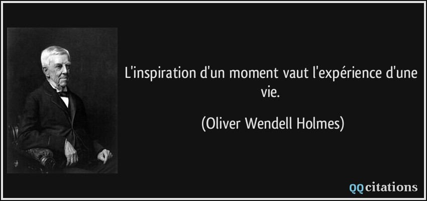 L'inspiration d'un moment vaut l'expérience d'une vie.  - Oliver Wendell Holmes