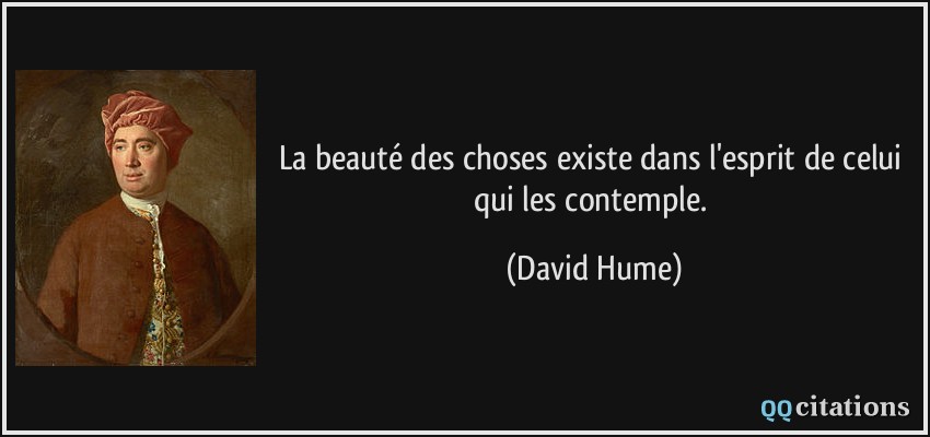 La beauté des choses existe dans l'esprit de celui qui les contemple.  - David Hume