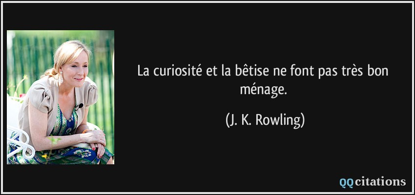 La curiosité et la bêtise ne font pas très bon ménage.  - J. K. Rowling