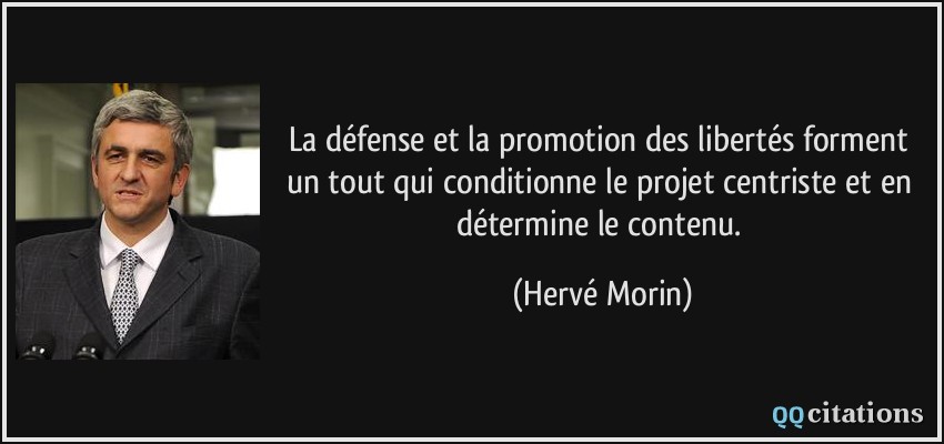 La défense et la promotion des libertés forment un tout qui conditionne le projet centriste et en détermine le contenu.  - Hervé Morin