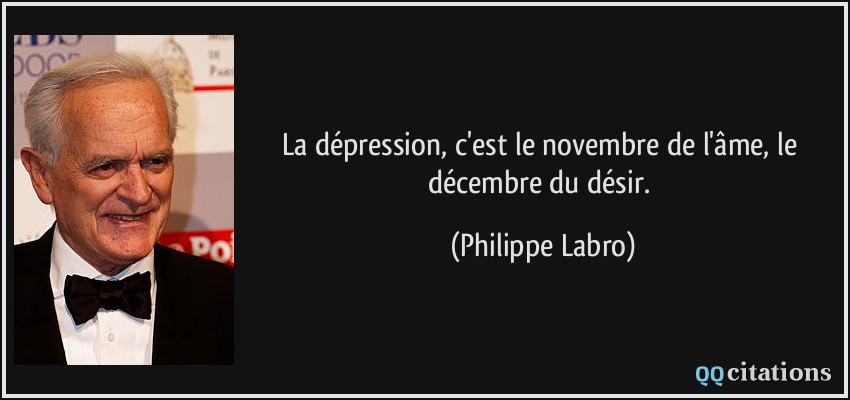 La dépression, c'est le novembre de l'âme, le décembre du désir.  - Philippe Labro
