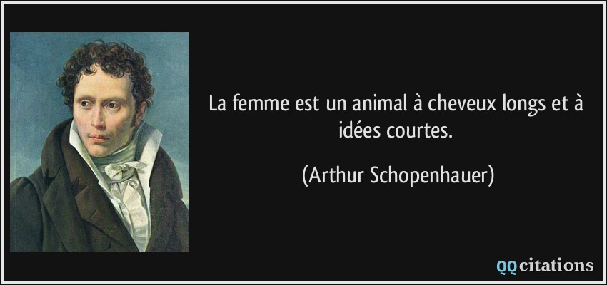 La femme est un animal à cheveux longs et à idées courtes.  - Arthur Schopenhauer