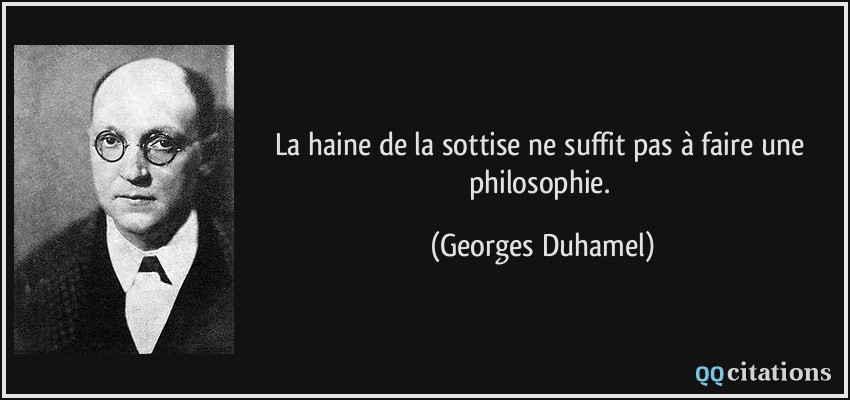 La haine de la sottise ne suffit pas à faire une philosophie.  - Georges Duhamel