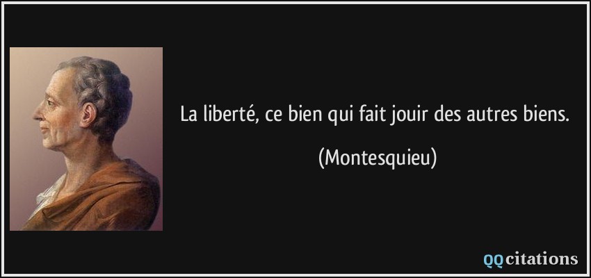 La liberté, ce bien qui fait jouir des autres biens.  - Montesquieu