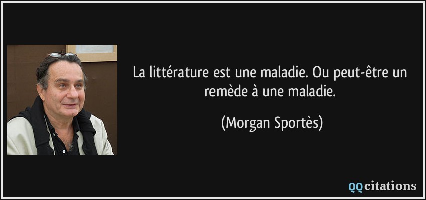 La littérature est une maladie. Ou peut-être un remède à une maladie.  - Morgan Sportès