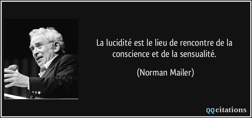 La lucidité est le lieu de rencontre de la conscience et de la sensualité.  - Norman Mailer