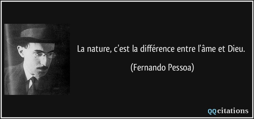 La nature, c'est la différence entre l'âme et Dieu.  - Fernando Pessoa