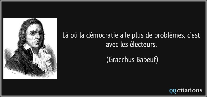 Là où la démocratie a le plus de problèmes, c'est avec les électeurs.  - Gracchus Babeuf