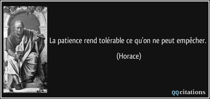 La patience rend tolérable ce qu'on ne peut empêcher.  - Horace