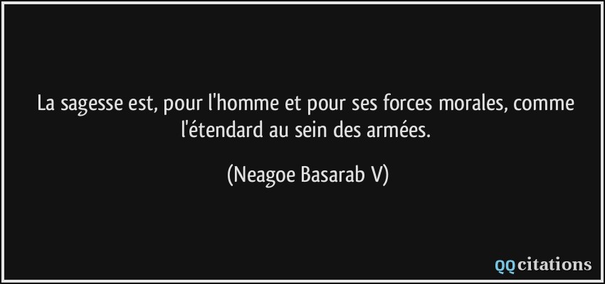 La sagesse est, pour l'homme et pour ses forces morales, comme l'étendard au sein des armées.  - Neagoe Basarab V