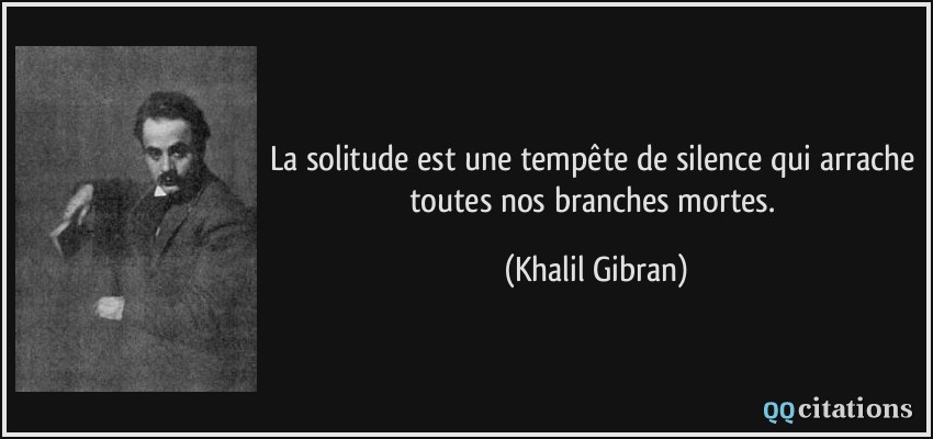 La solitude est une tempête de silence qui arrache toutes nos branches mortes.  - Khalil Gibran