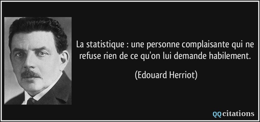 La statistique : une personne complaisante qui ne refuse rien de ce qu'on lui demande habilement.  - Edouard Herriot