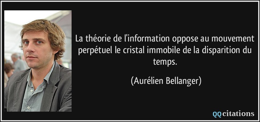La théorie de l'information oppose au mouvement perpétuel le cristal immobile de la disparition du temps.  - Aurélien Bellanger