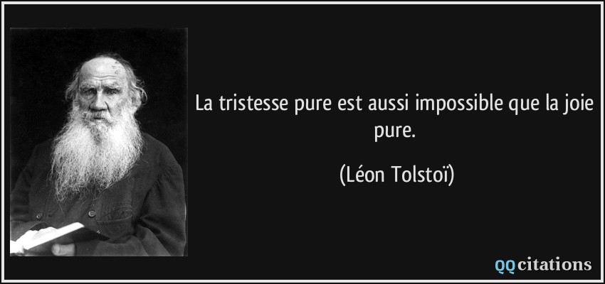 La tristesse pure est aussi impossible que la joie pure.  - Léon Tolstoï