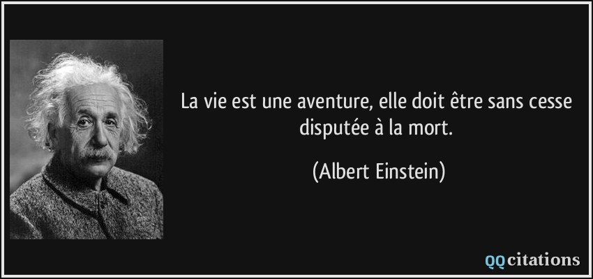 La vie est une aventure, elle doit être sans cesse disputée à la mort.  - Albert Einstein