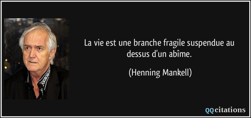 La vie est une branche fragile suspendue au dessus d'un abîme.  - Henning Mankell