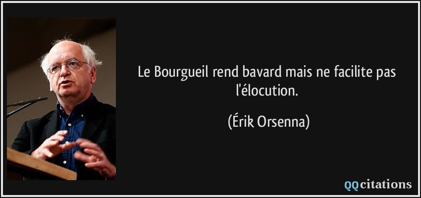 Le Bourgueil rend bavard mais ne facilite pas l'élocution.  - Érik Orsenna