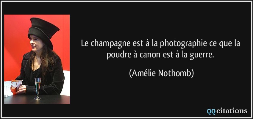 Le champagne est à la photographie ce que la poudre à canon est à la guerre.  - Amélie Nothomb