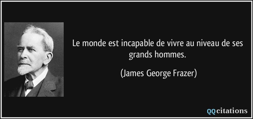 Le monde est incapable de vivre au niveau de ses grands hommes.  - James George Frazer