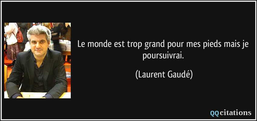 Le monde est trop grand pour mes pieds mais je poursuivrai.  - Laurent Gaudé