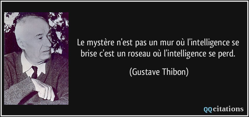 Le mystère n'est pas un mur où l'intelligence se brise c'est un roseau où l'intelligence se perd.  - Gustave Thibon