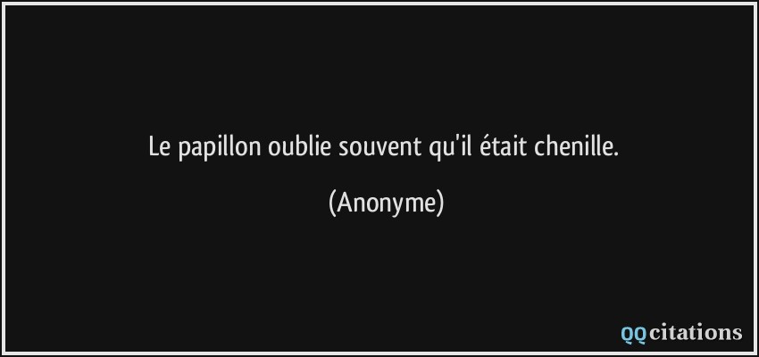 Le papillon oublie souvent qu'il était chenille.  - Anonyme